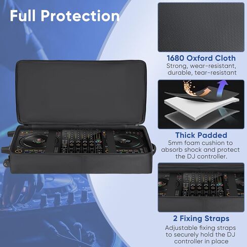 DJ Controller Case with Wheels Compatible with DDJ FLX10 / 1000 / 1000SRT / REV7 / REV5 / SC LIVE 4, Rolling DJ Bag Padded Backpack Soft with Multi-pocket for DJ Controller and Accessories in Saudi Arabia