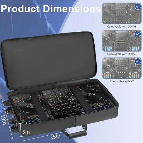 DJ Controller Case with Wheels Compatible with DDJ FLX10 / 1000 / 1000SRT / REV7 / REV5 / SC LIVE 4, Rolling DJ Bag Padded Backpack Soft with Multi-pocket for DJ Controller and Accessories in Saudi Arabia