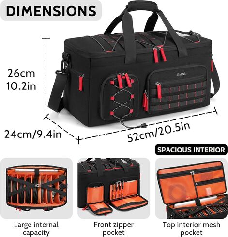 BOSSTIN DJ Cable Gig Bag for Equipment, DJ Cable Organizer Backpack with Detachable Dividers and Padded Bottom, DJ Mixer Bag for Music Gear Accessories with 15.6'' Laptop Compartment (Black) in Kuwait