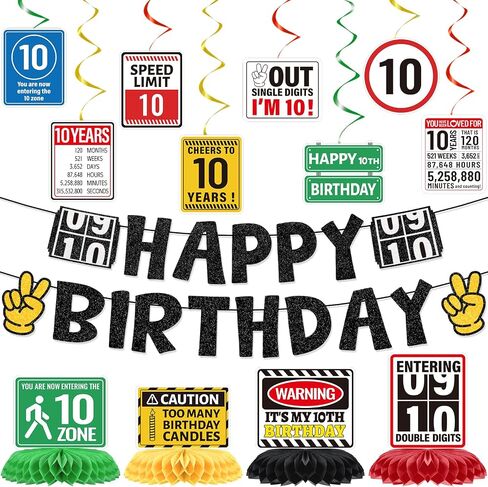 Driver License Birthday Party Decorations - Deorfuy 14PCS 16th Bday Party Banner with Hanging Swirls Decoration Boys Car Theme Honeycomb Centerpieces Decor for Boys in Kuwait