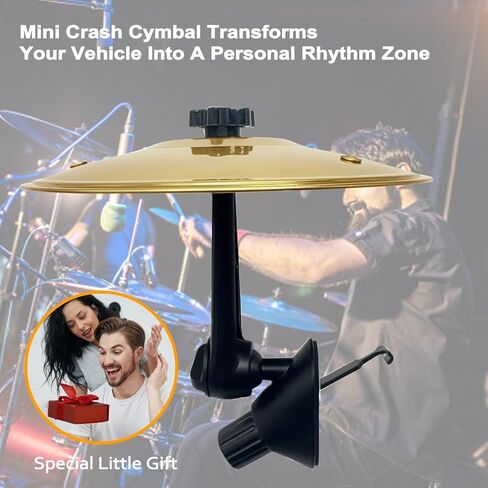 Cy Cymbal ، تنفيس الهواء الصنجي ، رمز السيارة Drum Air Vation ، Crash Dash Board Drum Symbol ، Mini Mini Crash Cymbal for Car Vent (Gold) in Kuwait