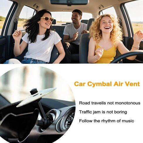 Cy Cymbal ، تنفيس الهواء الصنجي ، رمز السيارة Drum Air Vation ، Crash Dash Board Drum Symbol ، Mini Mini Crash Cymbal for Car Vent (Gold) in Kuwait
