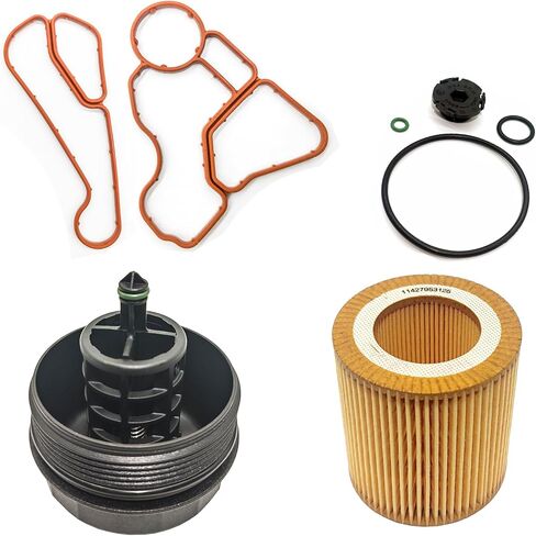 AMCC Aluminum Engine Oil Filter Replacement Kit&Reinforced Gasket&Oil Filter Housing Cap&Oil Filter（7Pcs kits） Compatible with BMW N20 N52 N54 N55 F10 F25 325xi 330i 530i 740iX5 Replaces: 11427525334 in Saudi Arabia