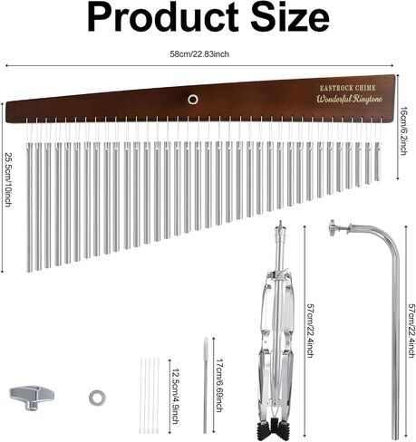EASTROCK 36 Note Chimes Slant Style Musical Instruments Percussion Instrument European Ash Single-row Chime Bar Chimes Percussion Height-Adjustable Stand Gold in Saudi Arabia
