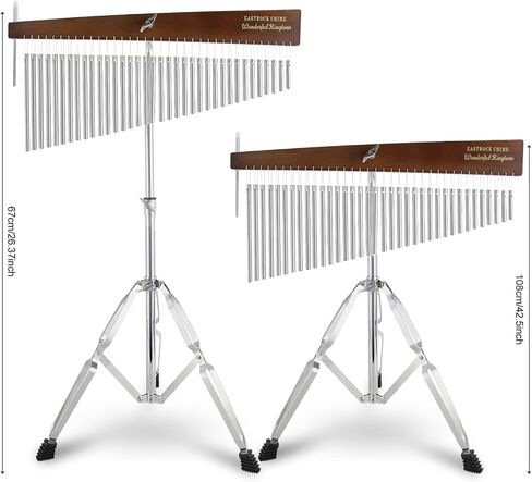 EASTROCK 36 Note Chimes Slant Style Musical Instruments Percussion Instrument European Ash Single-row Chime Bar Chimes Percussion Height-Adjustable Stand Gold in Saudi Arabia
