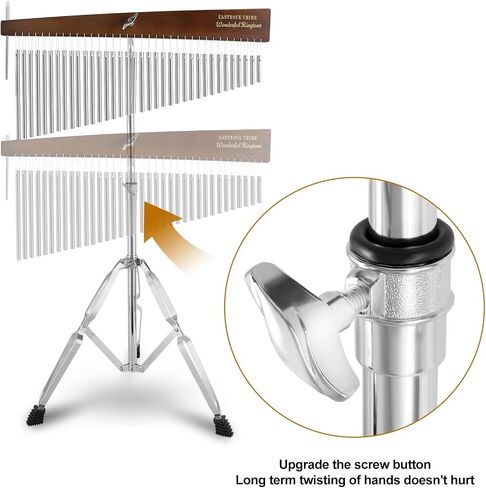 EASTROCK 36 Note Chimes Slant Style Musical Instruments Percussion Instrument European Ash Single-row Chime Bar Chimes Percussion Height-Adjustable Stand Gold in Saudi Arabia