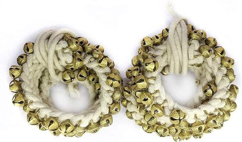 Kathak Dancing Ghungroo 50 +50 Big Bells Dancing Anklet Pair Dancers Classical Musical آلة موسيقية Bharatnatayam Ghungru (مربوطة باللون الأبيض) (50 +50) in Kuwait