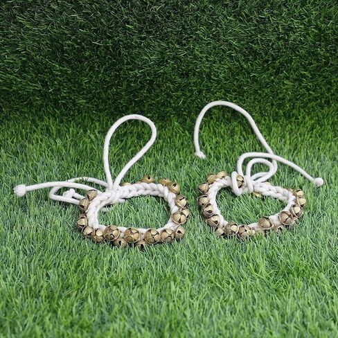 Kathak Dancing Ghungroo 50 +50 Big Bells Dancing Anklet Pair Dancers Classical Musical آلة موسيقية Bharatnatayam Ghungru (مربوطة باللون الأبيض) (50 +50) in Kuwait