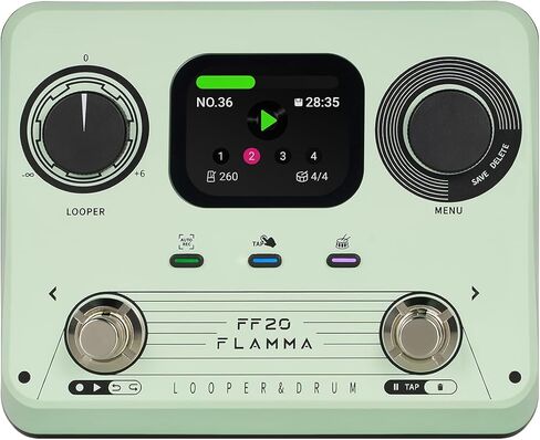 FLAMMA FF20 Looper Pedal Drum Machine, Drum Looper Guitar Pedal with Screen, 300 Min Recording, 220 Drum Grooves, 100 Loop Slots, Time Stretch, Auto Record, USB & Headphone Out, for Guitar and Bass in Kuwait