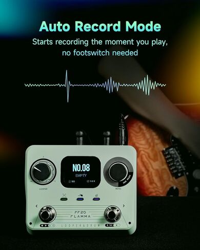 FLAMMA FF20 Looper Pedal Drum Machine, Drum Looper Guitar Pedal with Screen, 300 Min Recording, 220 Drum Grooves, 100 Loop Slots, Time Stretch, Auto Record, USB & Headphone Out, for Guitar and Bass in Kuwait