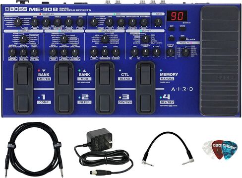 Boss ME-90B Bass Multi-Effects Bundle with Power Adapter, 10ft Instrument Cable, 6 Inches Patch Cable, and Picks in Saudi Arabia