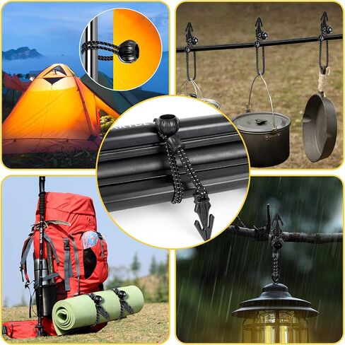 Tarp Bungee Cords with Balls 10 Inch, 50 PCS Ball Bungee Cords Heavy Duty Tarp Bungee Balls Tie Downs for Camping,Shelter,Cargo,Projector Screen,Tent Poles with UV Resistant in Kuwait