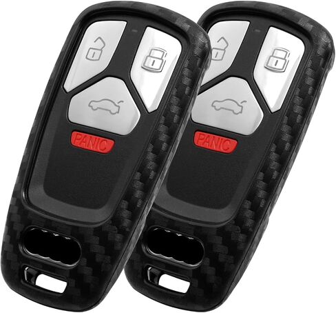 Key Fob Case Carbon Fiber Pattern Silicone Cover Compatible with Audi A4 S4 RS4 A5 S5 RS5 A6 A7 A8 S8 Q2 Q5 Q7 SQ7 TT TTS TTRS R8 3 4 Universal Button Keyless Entry Remote in Saudi Arabia
