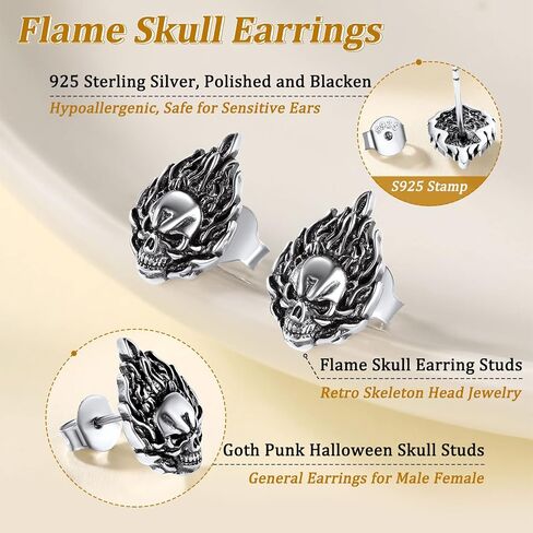 Suplight 925 Sterling Silver Punk Rock أقراط للرجال in Kuwait