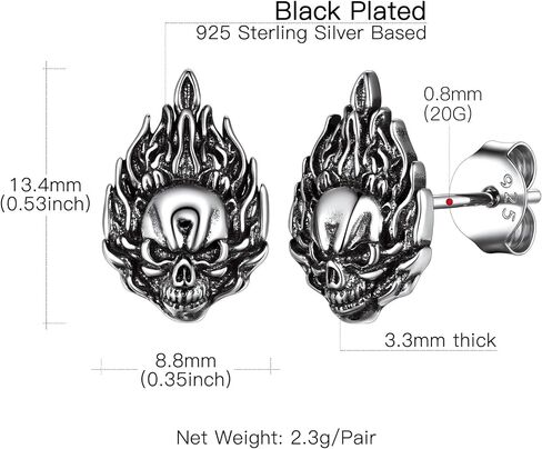Suplight 925 Sterling Silver Punk Rock أقراط للرجال in Kuwait