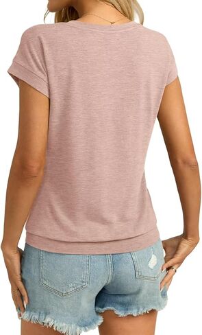 Womens v cap cap sleeve t ercts banded bottom top lourd fit fit shores tee tee summer summer tops 2025 in Saudi Arabia