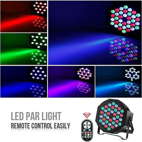 U'King LED Par Lights DJ Stage Light Corded RGB 36 LED with Sound Activated Control DJ Uplighting for Wedding Party Club Christmas Stage Lighting (2 Packs) in Kuwait