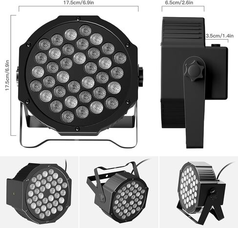U'King LED Par Lights DJ Stage Light Corded RGB 36 LED with Sound Activated Control DJ Uplighting for Wedding Party Club Christmas Stage Lighting (2 Packs) in Kuwait