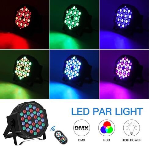 u'king Stage Lights 10 Packs 36led RGB LED PAR Lights ، 7 قناة DJ Party Lights مع التحكم عن بُعد و DMX Controller Sound Sounds Activated For Event in Kuwait