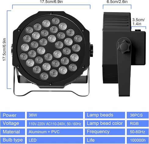 u'king Stage Lights 10 Packs 36led RGB LED PAR Lights ، 7 قناة DJ Party Lights مع التحكم عن بُعد و DMX Controller Sound Sounds Activated For Event in Kuwait