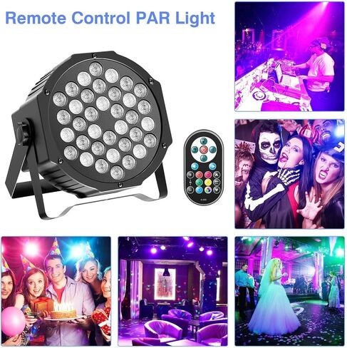 u'king Stage Lights 10 Packs 36led RGB LED PAR Lights ، 7 قناة DJ Party Lights مع التحكم عن بُعد و DMX Controller Sound Sounds Activated For Event in Kuwait