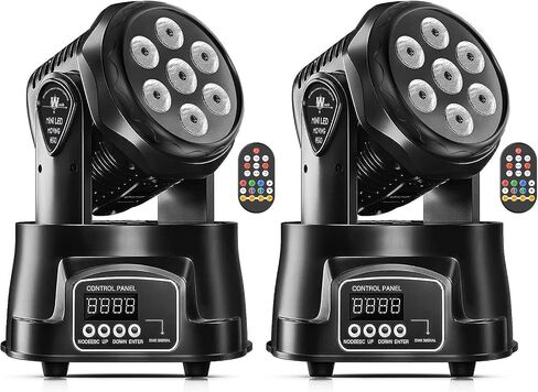 U'King Moving Head Light RGBW Stage Lighting DJ Lights 7 x 10W LED Beam Spotlight 9/14 CH Wash Light with DMX and Sound Activated for Party Church Wedding Bar Christmas Halloween Disco (2 Pack) in Kuwait