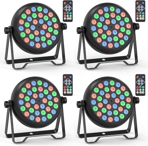 36 LED Stage Lights, Corded RGB Par Lights, 4/7 CH DMX Par Can, LED Stage Par with Sound Activated & DMX 512, Uplights for Wedding, Club, Event, Party, 4 Pack in Saudi Arabia