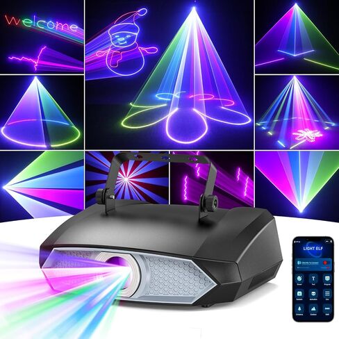 DJ Laser Light for Party ، آلة ليزر ثلاثية الأبعاد ، وظائف التحكم المتعددة ، الدعم اليدوي على الجدران ، تشغيل النصوص ، والبرمجة الشخصية ، مناسبة لحفلات DJ ، حانات وأحداث KTV in Saudi Arabia