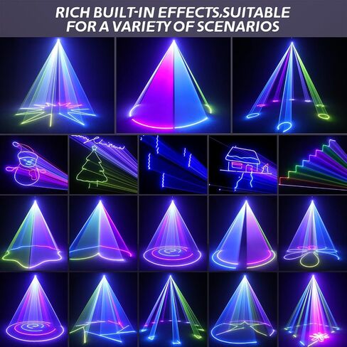 DJ Laser Light for Party ، آلة ليزر ثلاثية الأبعاد ، وظائف التحكم المتعددة ، الدعم اليدوي على الجدران ، تشغيل النصوص ، والبرمجة الشخصية ، مناسبة لحفلات DJ ، حانات وأحداث KTV in Saudi Arabia