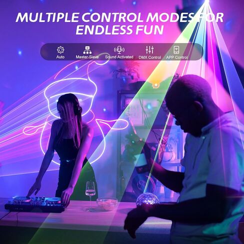 DJ Laser Light for Party ، آلة ليزر ثلاثية الأبعاد ، وظائف التحكم المتعددة ، الدعم اليدوي على الجدران ، تشغيل النصوص ، والبرمجة الشخصية ، مناسبة لحفلات DJ ، حانات وأحداث KTV in Saudi Arabia