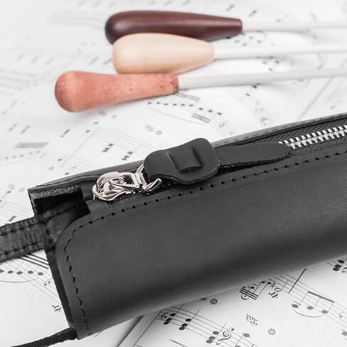 Premium Crazy Horse Leather Conductor Case - متينة وأنيقة. حامل عصا كوندوسكتور. حماية العصا. الملحقات للموصلات. حقيبة عصا مع مقبض (أسود) in Kuwait