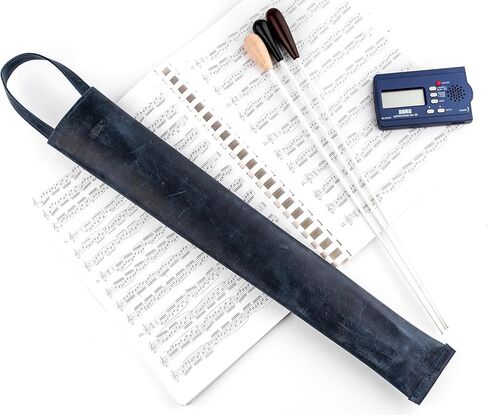 Premium Crazy Horse Leather Conductor Case - متينة وأنيقة. حامل عصا كوندوسكتور. حماية العصا. الملحقات للموصلات. حقيبة عصا مع مقبض (أسود) in Kuwait