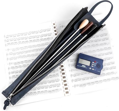 Premium Crazy Horse Leather Conductor Case - متينة وأنيقة. حامل عصا كوندوسكتور. حماية العصا. الملحقات للموصلات. حقيبة عصا مع مقبض (أسود) in Kuwait
