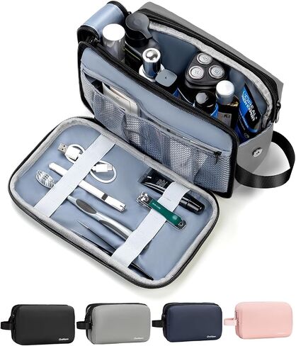 Toiletry Bag for Men, Travel Toiletries Organizer Dopp Kit Waterproof Shaving Bag for Toiletry Accessories, Lightweight Cosmetic Bags with Zippers, Bathroom Essentials (Black) in Saudi Arabia