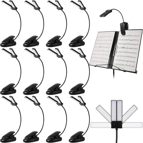 Retisee 6 PCS Music Stand Clip on Reading Light Dual Dual Heads USB و AAA Battery LED LED مصابيح LED في السرير 3 مستويات سطوع مثالية للموسيقي ، البطارية غير مدرجة (نمط الذراع المزدوج) in Kuwait