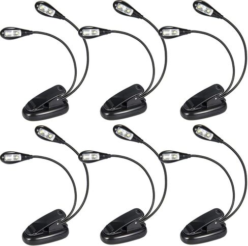 Music Stand Light 2Pack ، مقطع مصباح للموسيقى ، وأضواء Book Lights USB و AAA التي تعمل بطارية ، ومصباح القراءة في السرير ، ومستويات سطوع ، مثالي للموسيقي ، مشغل البيانو ، الأطفال ، السفر المزدوج الأسود in Kuwait
