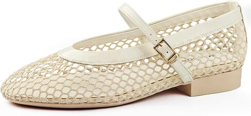Mesh Flats for Women Ballet Mary Jane Flats Buckle Strap Comfy Casual Office Daily Ballerina Flat Women Shoes in Saudi Arabia