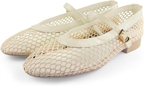 Mesh Flats for Women Ballet Mary Jane Flats Buckle Strap Comfy Casual Office Daily Ballerina Flat Women Shoes in Saudi Arabia