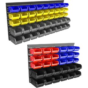 75pcs Wall-Mounted Garage Storage Bins, Parts Rack System, Plastic Hanging & Stackable Organizers, Hardware & Tool Storage for Workshop, Craft Room, School & Shop, 30pcs+45pcs, 2 sets in Saudi Arabia