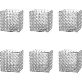 مجموعة مزهريات زجاجية مربعة من 6 ، 5 "× 5" × 5 "مزهريات الزهور للقطاعات المركزية ، إناء مربع للقطاعات المركزية ، إناء صغير لحفل الزفاف ، الحفلات ، ديكور المكتب المنزلي in Kuwait