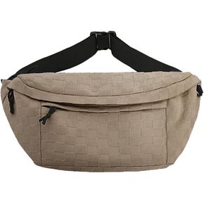 Klaoyer checkered Fanny Pack for Women Travel Weist Pack Plaid Sling Bag العصرية Crossbody Pres Bets Handbag (Black) in Kuwait