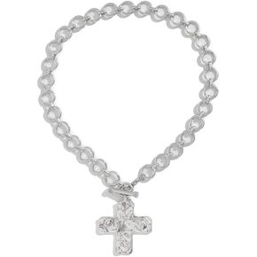 Pearl Cross Necklace for Women Chunky Gold Cross Necklace Layered Cross Pearl Stacked Choker Necklace OT Buckle Chain Chunky Gold Statement Cross Pendant Necklace in Saudi Arabia