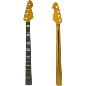 Bass Guitar Neck Replacement - 34" Scale, 21 Fret, Maple with Rosewood Fretboard - Fits P Bass style(42mm Nut), Block Inlays, Yellow Gloss Finish in Kuwait