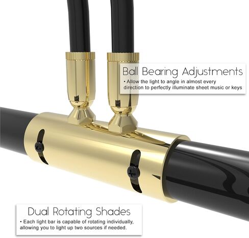 Cocoweb 22" LED Grand Piano Light in Black with Brass Accents with Dimmer Clip in Kuwait