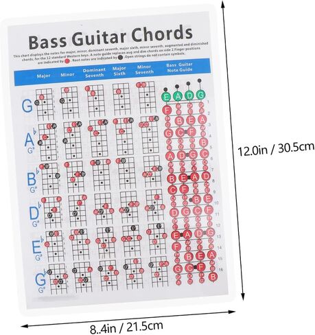 Totority Electric Bass Chord Chart Music Chord Poster for Beginners Useful Learning Guide for Electric Bass and Guitar in Saudi Arabia