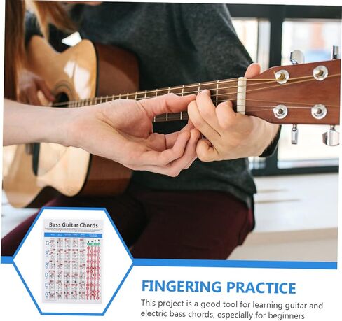 Totority Electric Bass Chord Chart Music Chord Poster for Beginners Useful Learning Guide for Electric Bass and Guitar in Saudi Arabia