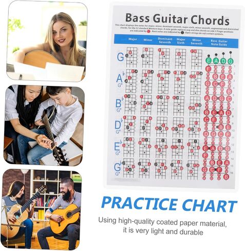 Totority Electric Bass Chord Chart Music Chord Poster for Beginners Useful Learning Guide for Electric Bass and Guitar in Saudi Arabia
