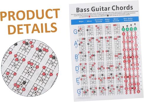 Totority Electric Bass Chord Chart Music Chord Poster for Beginners Useful Learning Guide for Electric Bass and Guitar in Saudi Arabia