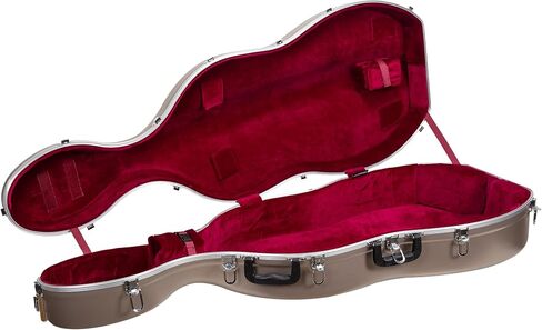Crossrock ABS Cello Case for 4/4 & 3/4 Size | Champagne Matte Finish, Wine Red Velvet Interior, Molded Hardshell with Wheels, Lock, Dual Bow Holders & Backpack Straps​ in Saudi Arabia