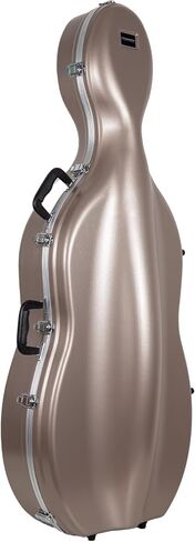 Crossrock ABS Cello Case for 4/4 & 3/4 Size | Champagne Matte Finish, Wine Red Velvet Interior, Molded Hardshell with Wheels, Lock, Dual Bow Holders & Backpack Straps​ in Saudi Arabia